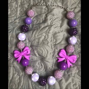 Purple Bows Bubblegum Chunky Necklace.